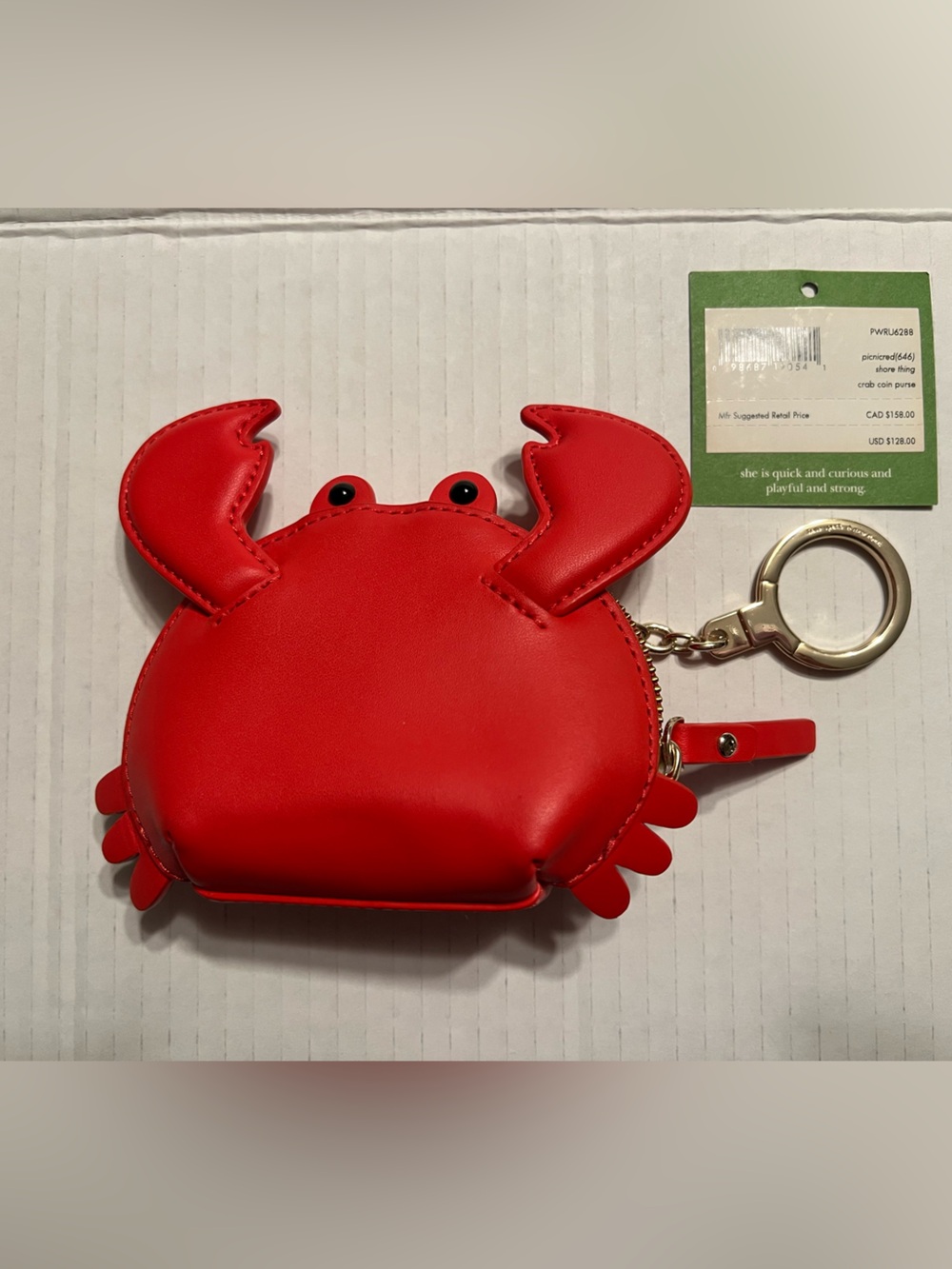 Kate Spade ‘shore thing’ crab coin purse in picnic red with gold tone hardware